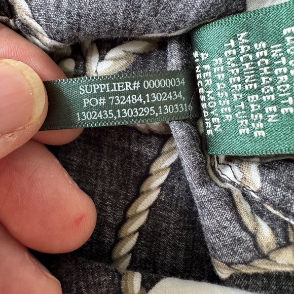 Lauren Ralph Lauren Nautical Sailing Flag Print Button‎ Up Blouse Black Medium - Picture 10 of 15